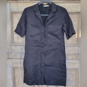 Everlane Linen Black Button-Up Dress